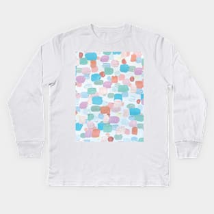 Light Blue, Mint Pink and Mauve - I Love To Paint Aesthetic Pastel Paint Brush Strokes Kids Long Sleeve T-Shirt